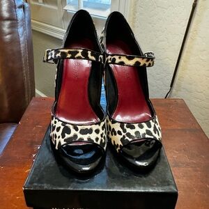 White House black market peep toe cheetah Mary Jane